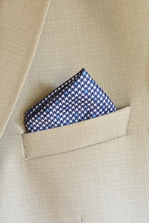 Sapphire and Navy Micro-Houndstooth Pocket Square