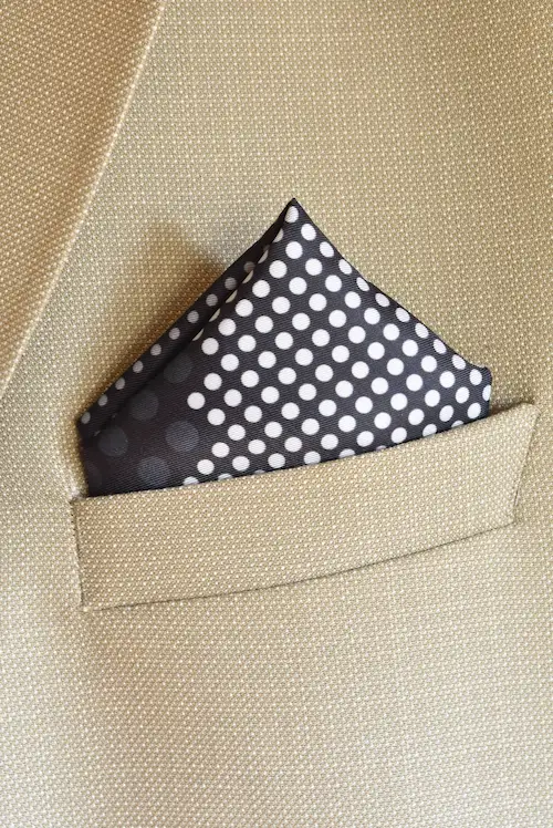 Charcoal Black and White Asymmetric Polka Dot Pocket Square