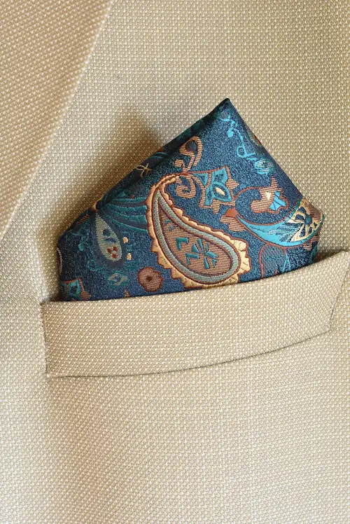 Platinum Grey Geometric Chevron Pocket Square