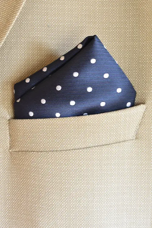 Navy Blue Ribbed Polka Dot Pocket Square