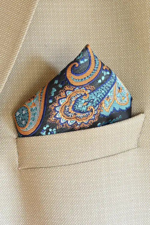 Amber Gold Textured Micro-Pattern Pocket Square