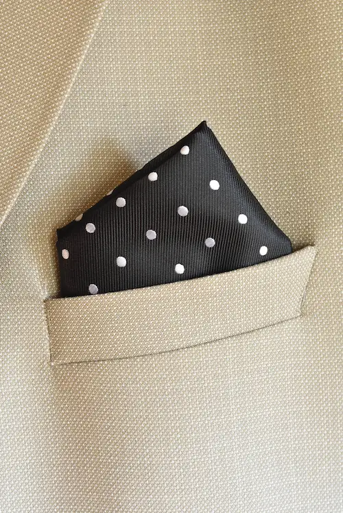 Black and White Ribbed Polka Dot Pocket Square