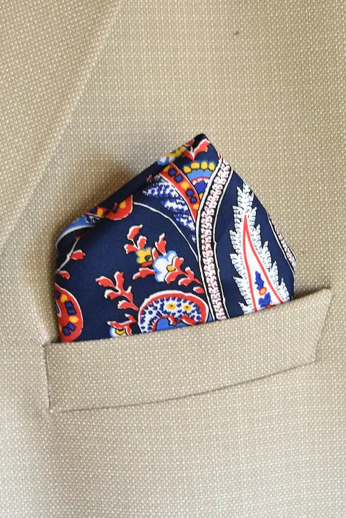 Royal Blue Multi-Color Ornamental Paisley Pocket Square