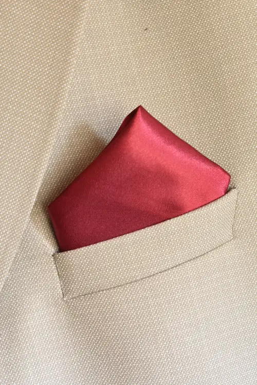 Crimson Red Solid Satin Pocket Square
