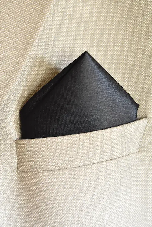 Midnight Black Solid Satin Pocket Square