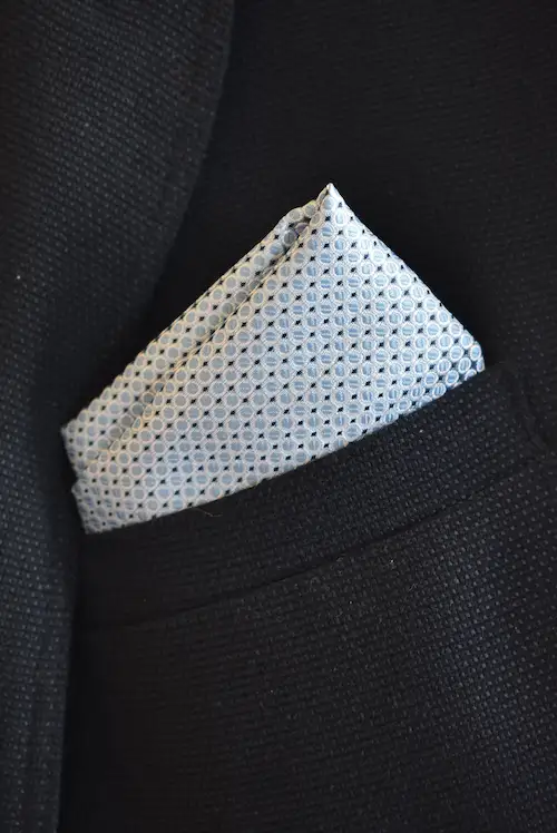 Ice Blue Textured Micro-Geometric Circle Pocket Square