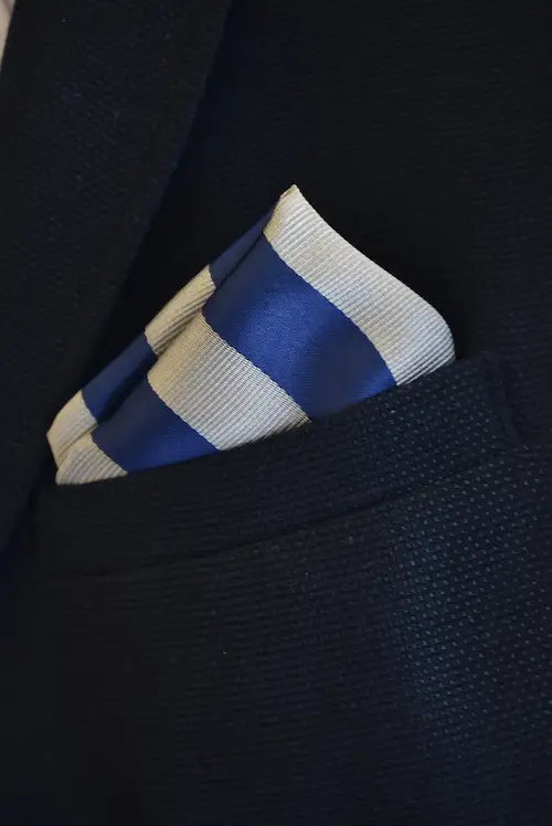 Royal Blue and Silver Executive Striped Pocket Square