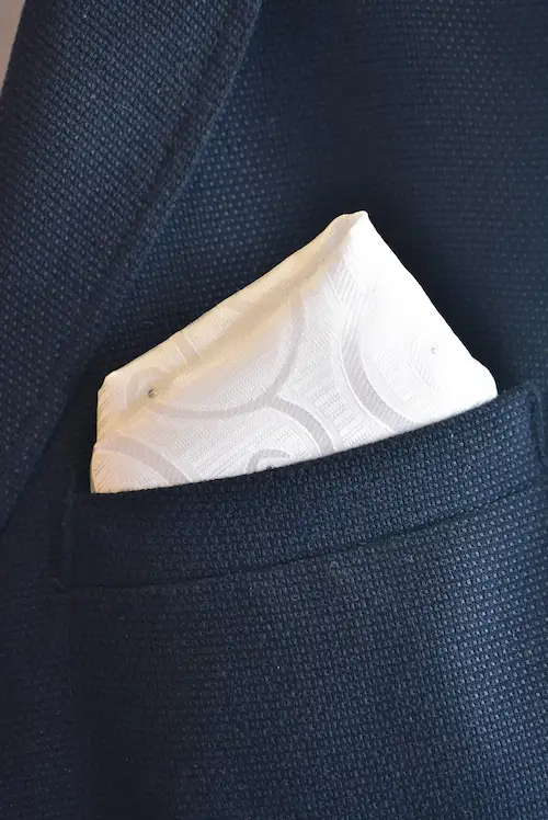 Crisp Alabaster White Textured Geometric Pocket Square