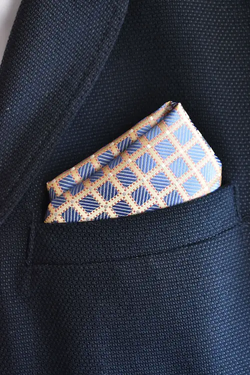 Sky Blue and Coral Grid Executive Plaid Pocket Square