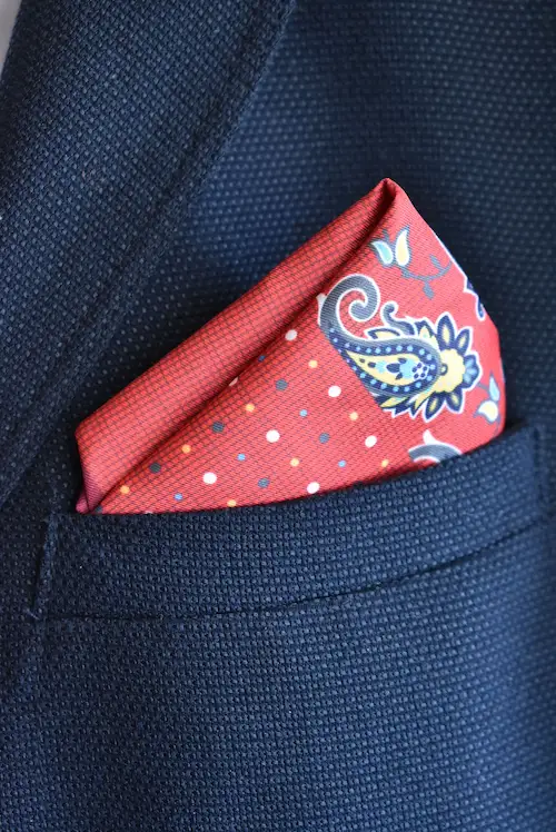 Crimson Burgundy Multi-Pattern Paisley and Pin-Dot Pocket Square