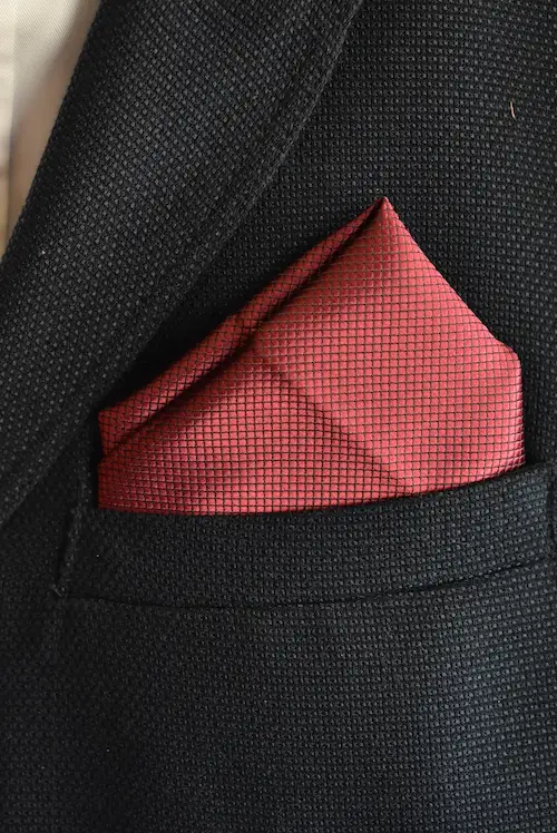 Maroon Burgundy Micro-Grid Geometric Pocket Square