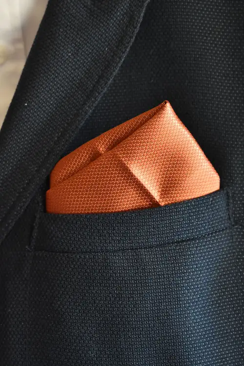 Burnt Orange Micro-Diamond Textured Pocket Square