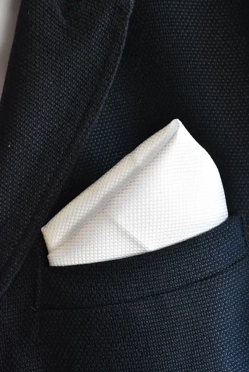 Crisp White Micro-Diamond Textured Pocket Square