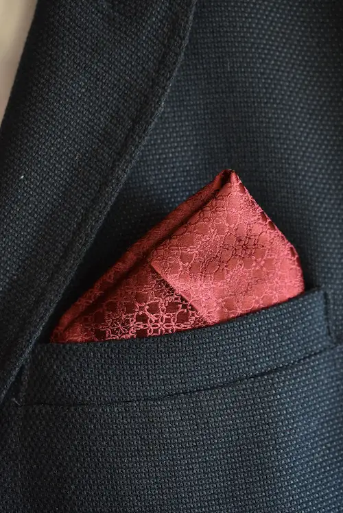 Crimson Maroon Baroque Geometric Lattice Pocket Square