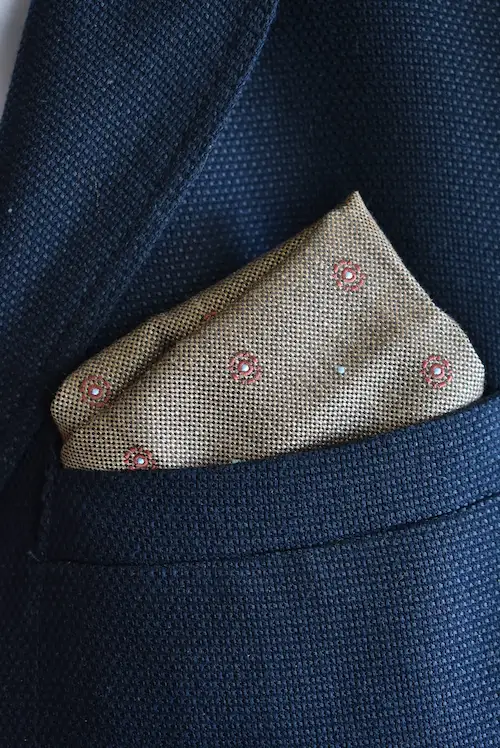 Desert Khaki and Coral Medallion Textured Pocket Square
