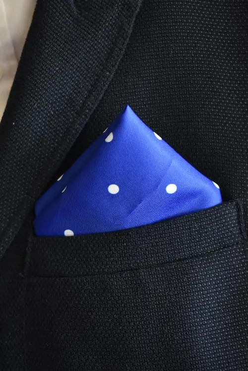 Cobalt Blue and White Polka Dot Pocket Square