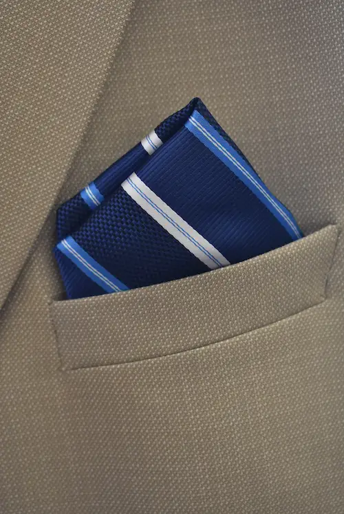 Oxford Navy Multi-Texture Triple Striped Pocket Square