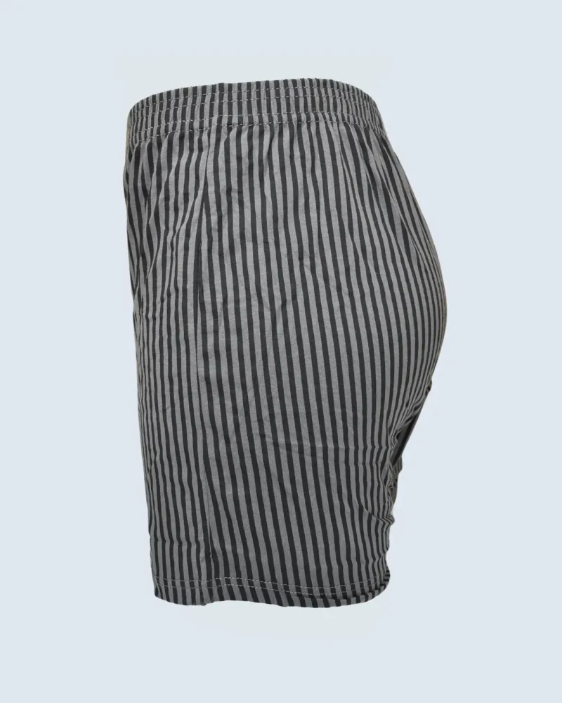 Charcoal Grey and Black Vertical Stripe Loose Fit Boxer