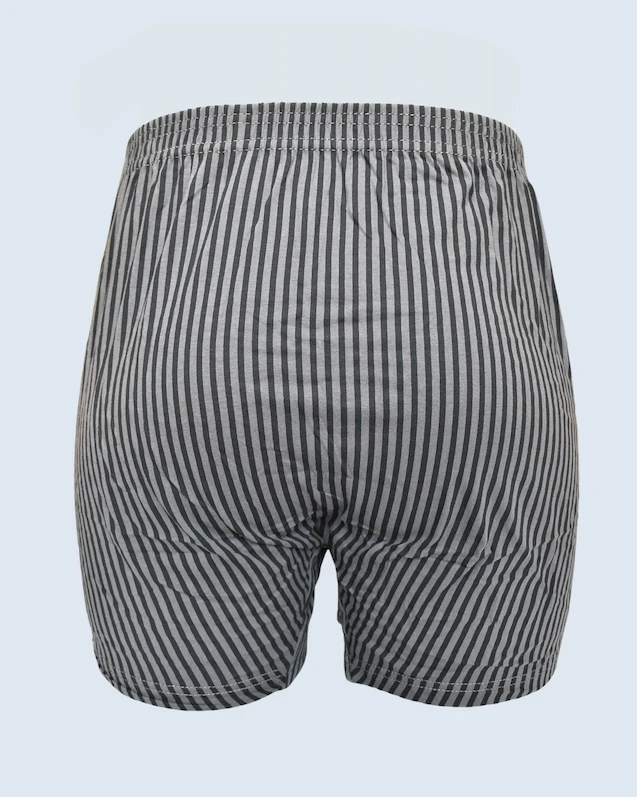 Charcoal Grey and Black Vertical Stripe Loose Fit Boxer