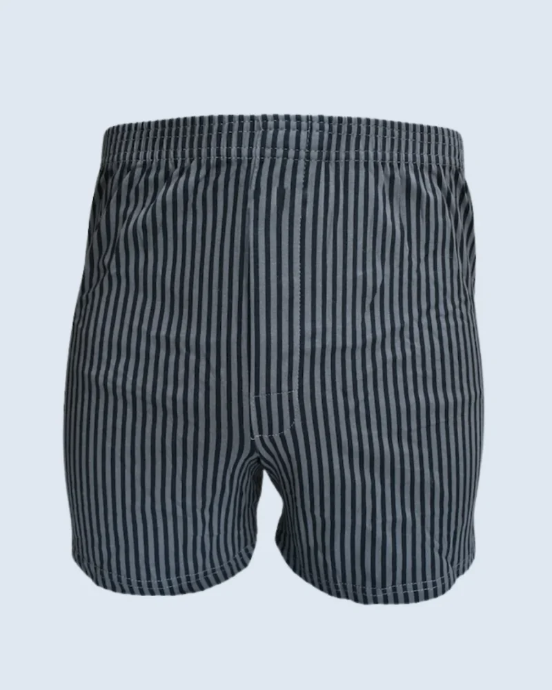 Charcoal Grey and Black Vertical Stripe Loose Fit Boxer