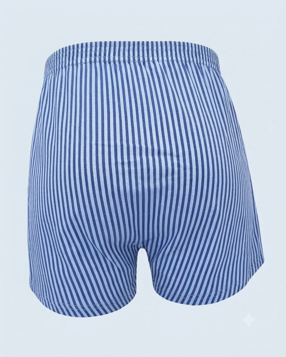 Blue and Light Blue Vertical Stripe Loose Fit Boxer