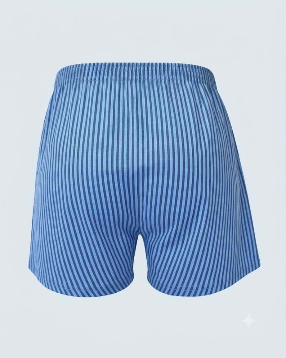 Blue and Navy Blue Vertical Stripe Loose Fit Boxer