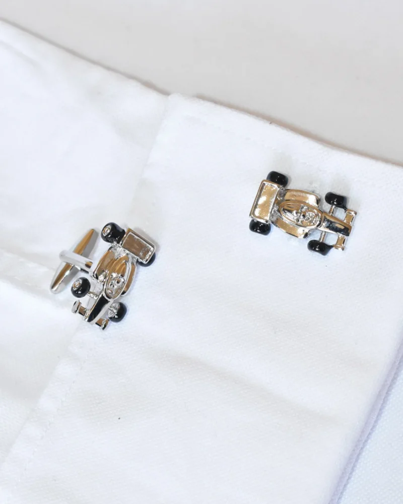 Silver Formula 1 Race Car Cufflinks