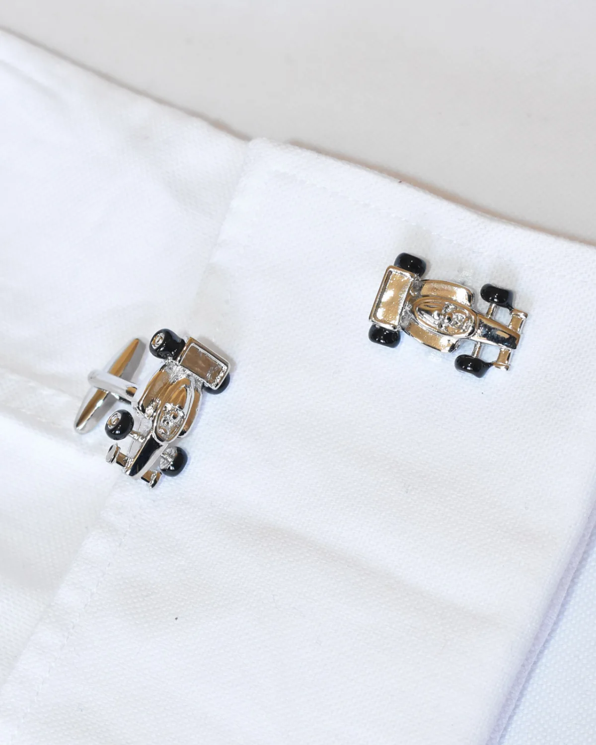 Silver Formula 1 Race Car Cufflinks