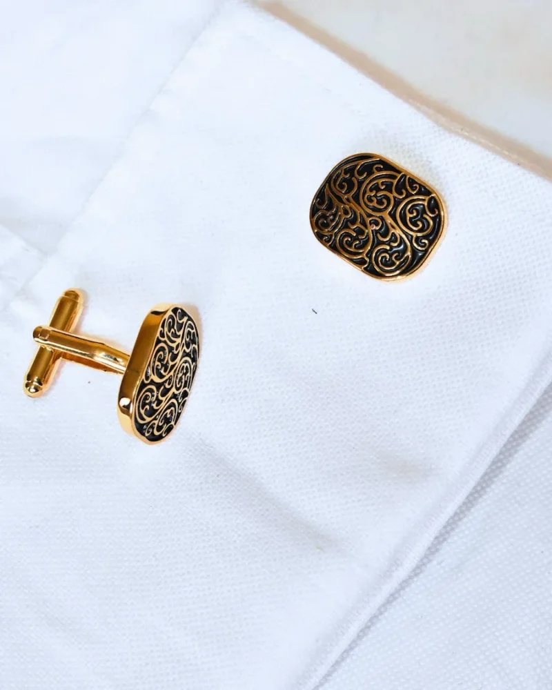 Gold Vintage Filigree Curved Cushion Cufflinks