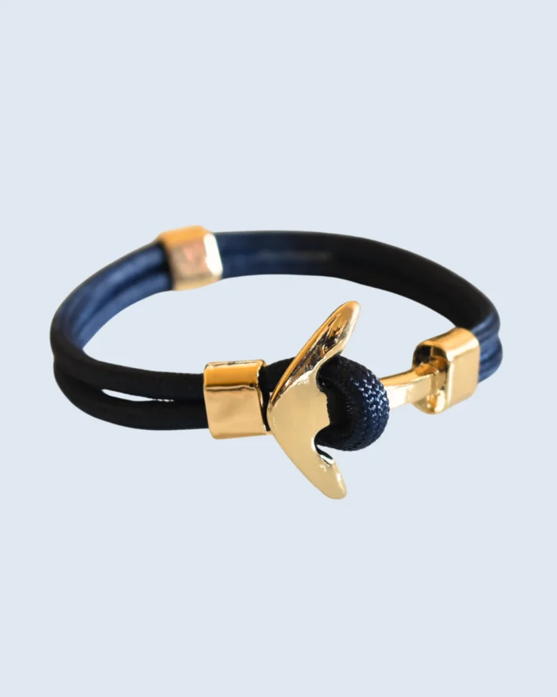 Gold Nautical Anchor Navy Blue Nylon Rope Bracelet
