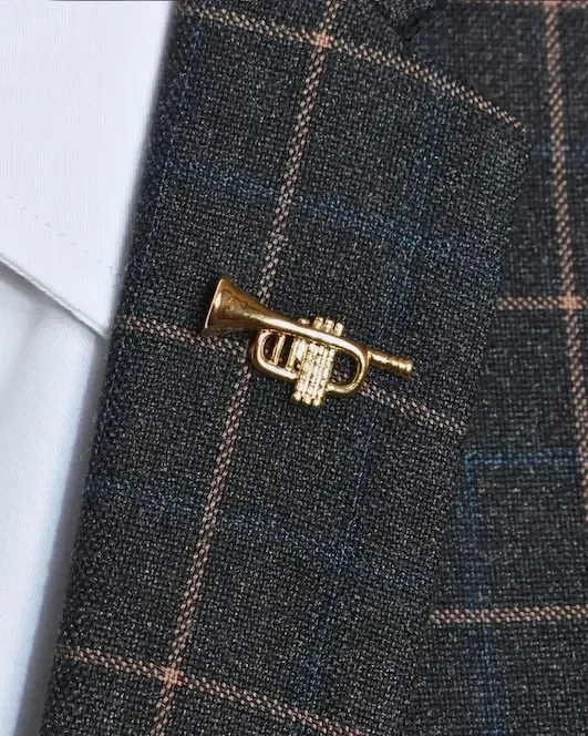 Gold Trumpet Lapel Pin
