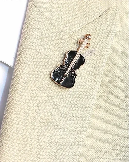 Gold & Black Cello Lapel Pin