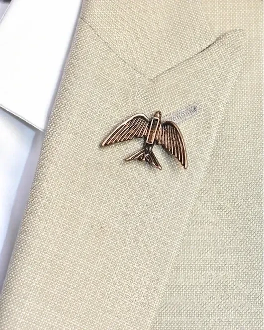 Antique Bronze Swallow Lapel Pin