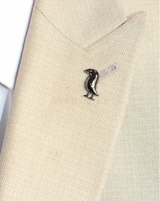 Silver Minimalist Raven Lapel Pin
