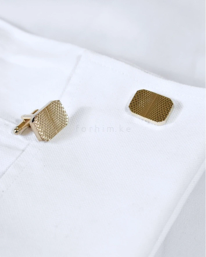 Gold Textured Rectangular Cufflinks