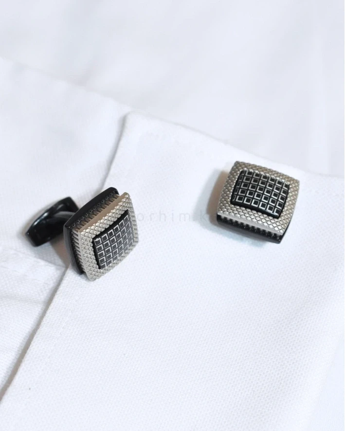 Executive Textured Square Onyx-Style Cufflinks