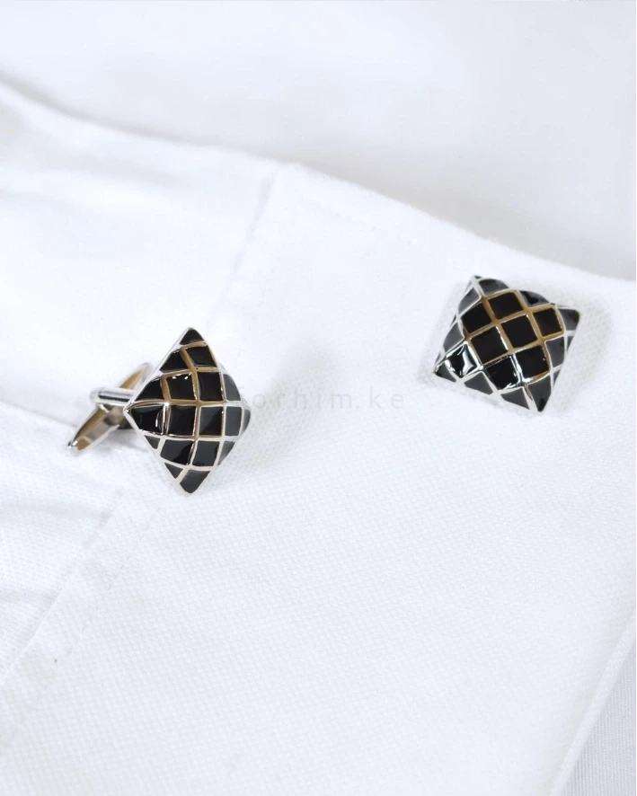 3D Pyramid Black Diamond Cufflinks