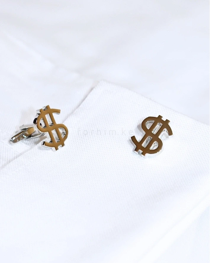 Executive Silver Dollar Sign Cufflinks