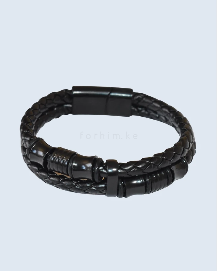 21cm Shadow Link Leather Wrap Bracelet