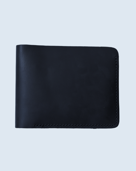 12cm x 9cm Black Leather Wallet