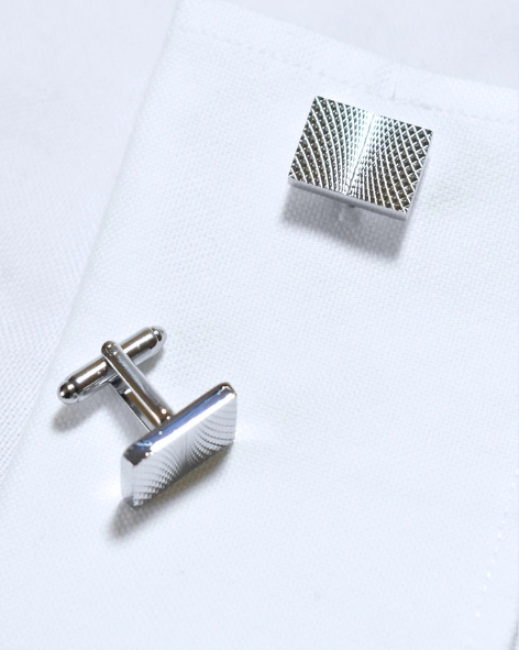 Silver Textured Rectangular Cufflinks