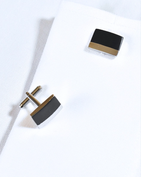 Black and Silver Dual-Tone Cufflinks