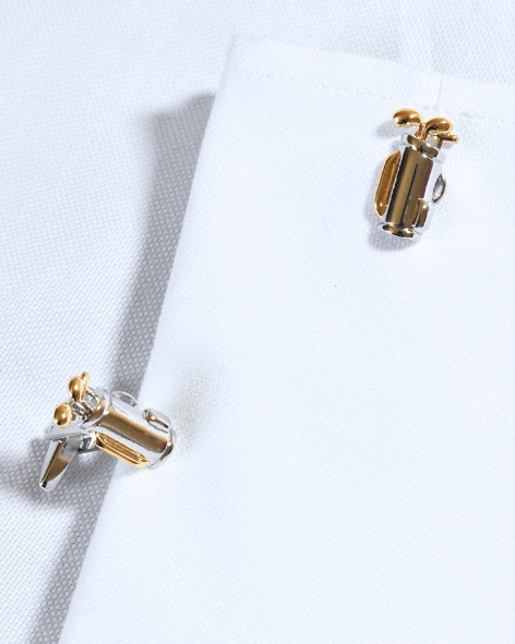 Gold and Silver Golf Bag Cufflinks