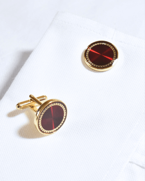 Crimson and Gold Circular Cufflinks