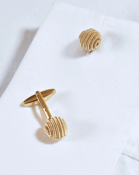 Gold Ribbed Sphere Cufflinks