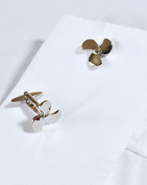 Polished Silver Propeller Cufflinks