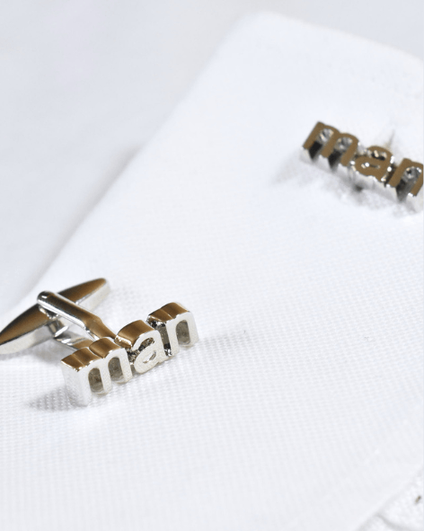 Polished Silver "Man" Script Cufflinks
