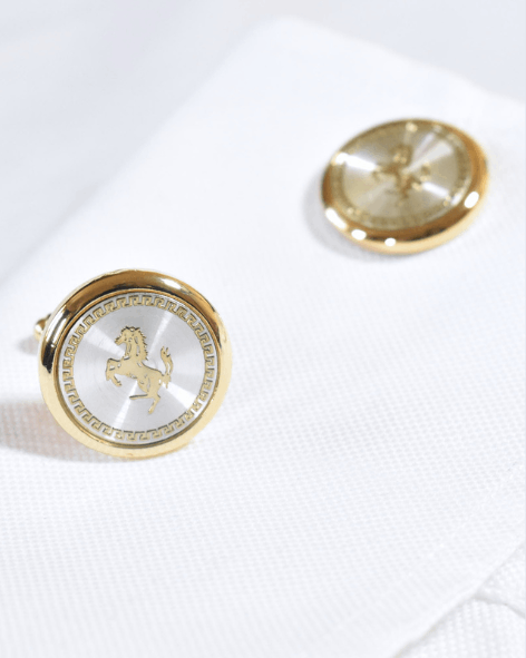 Gold Prancing Horse Circular Cufflinks