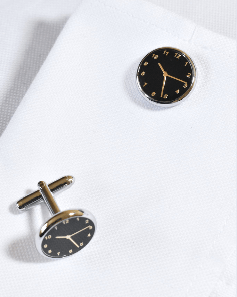 Onyx Watch Face Circular Cufflinks