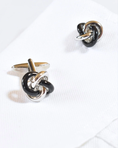 Silver and Black Love Knot Cufflinks